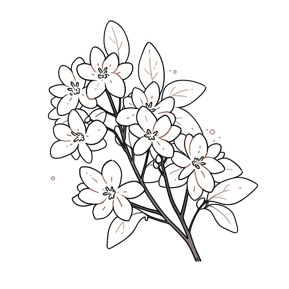 Honeysuckle flower illustrated drawing blossom.