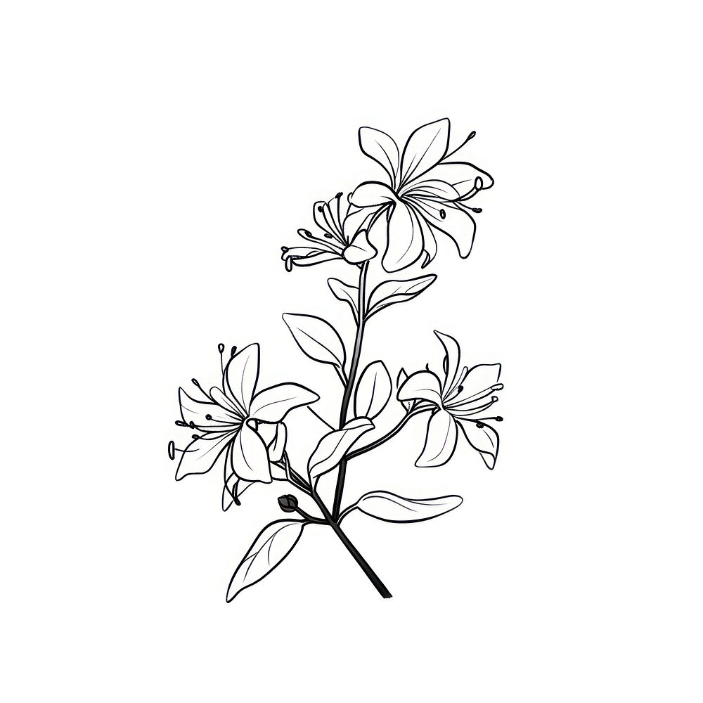 Honeysuckle flower illustrated graphics drawing.