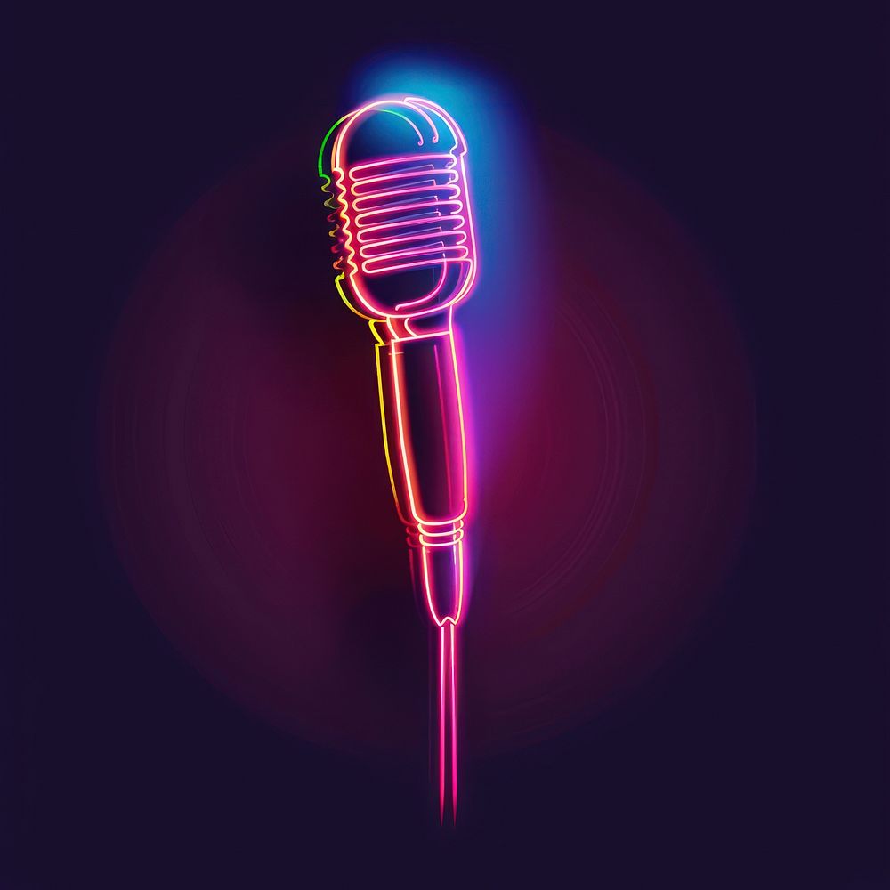 Microphone icon weaponry purple light.