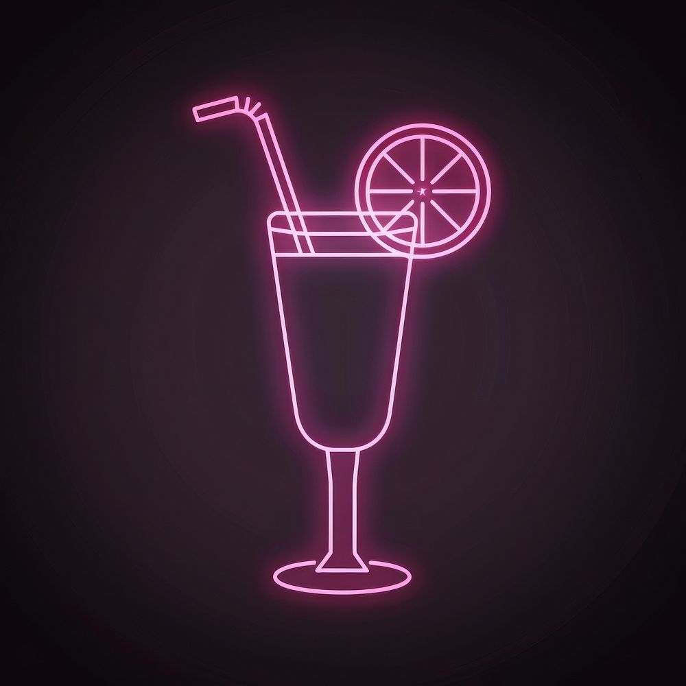 Mocktail icon neon beverage cocktail.