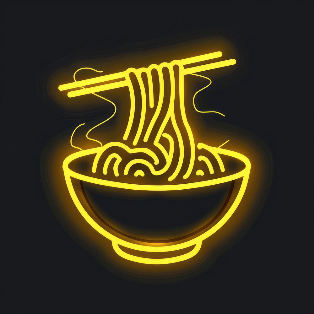 Noodles icon neon lighting logo.