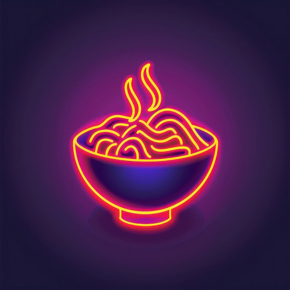 Noodles icon neon light.