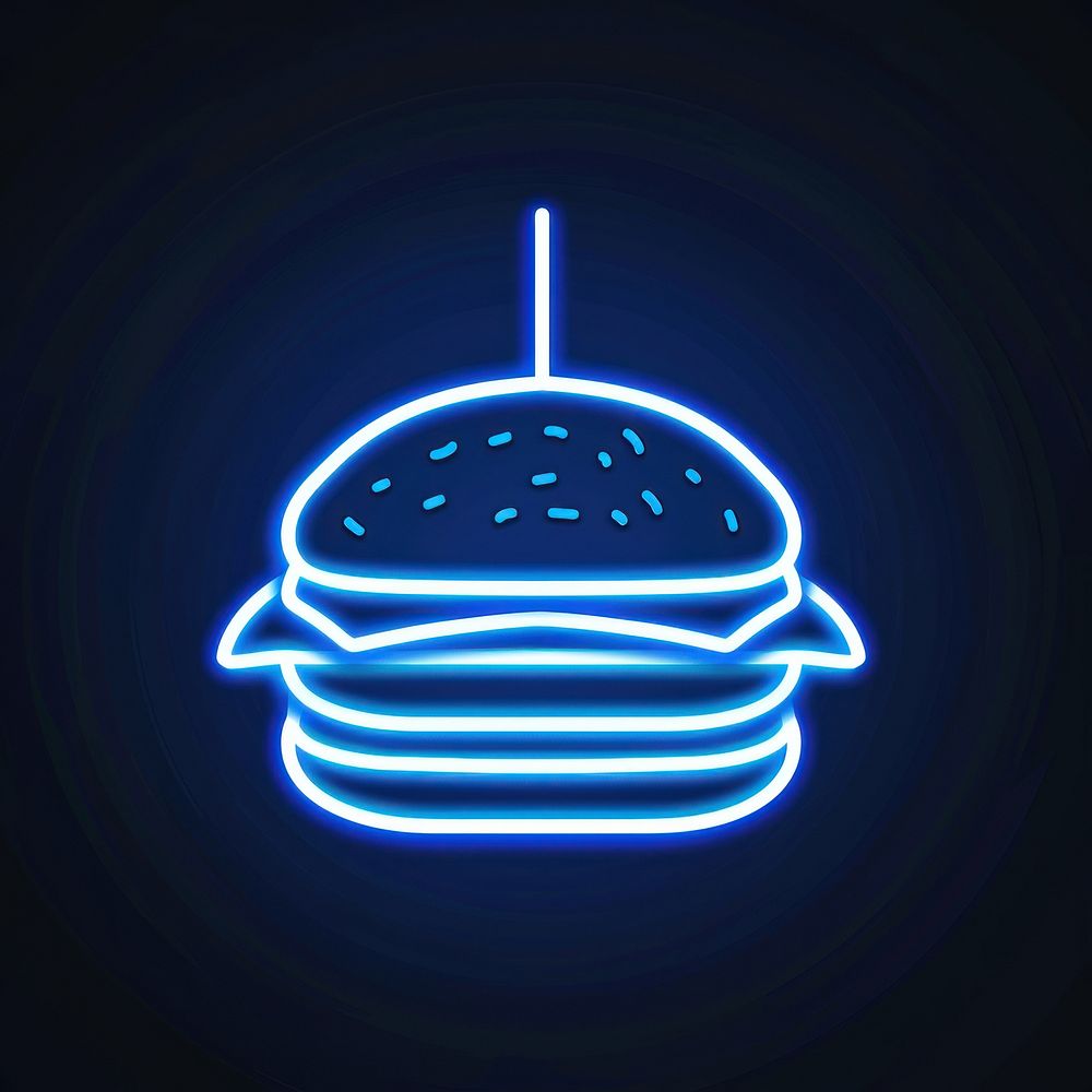 Burger icon neon light.
