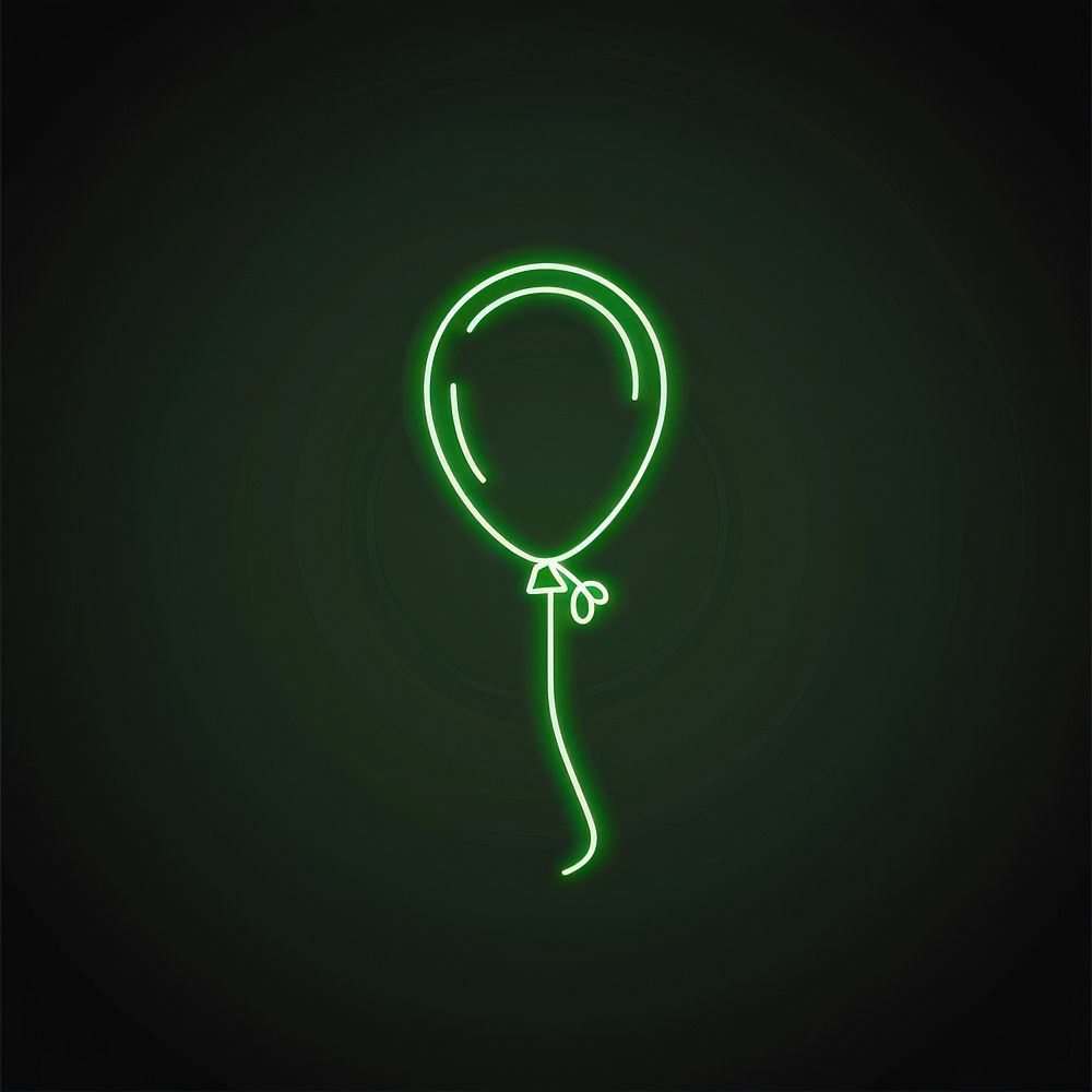 Balloon icon green neon light.