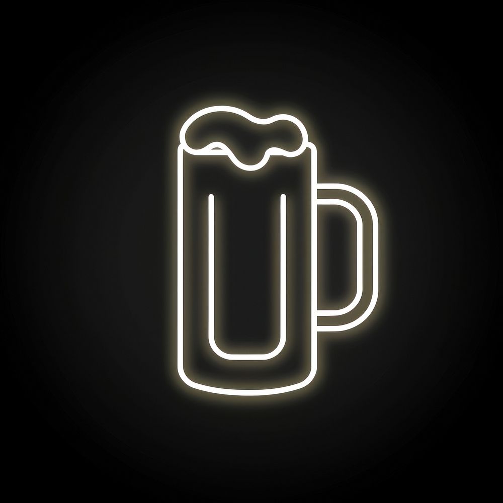 Beer icon neon lighting logo.