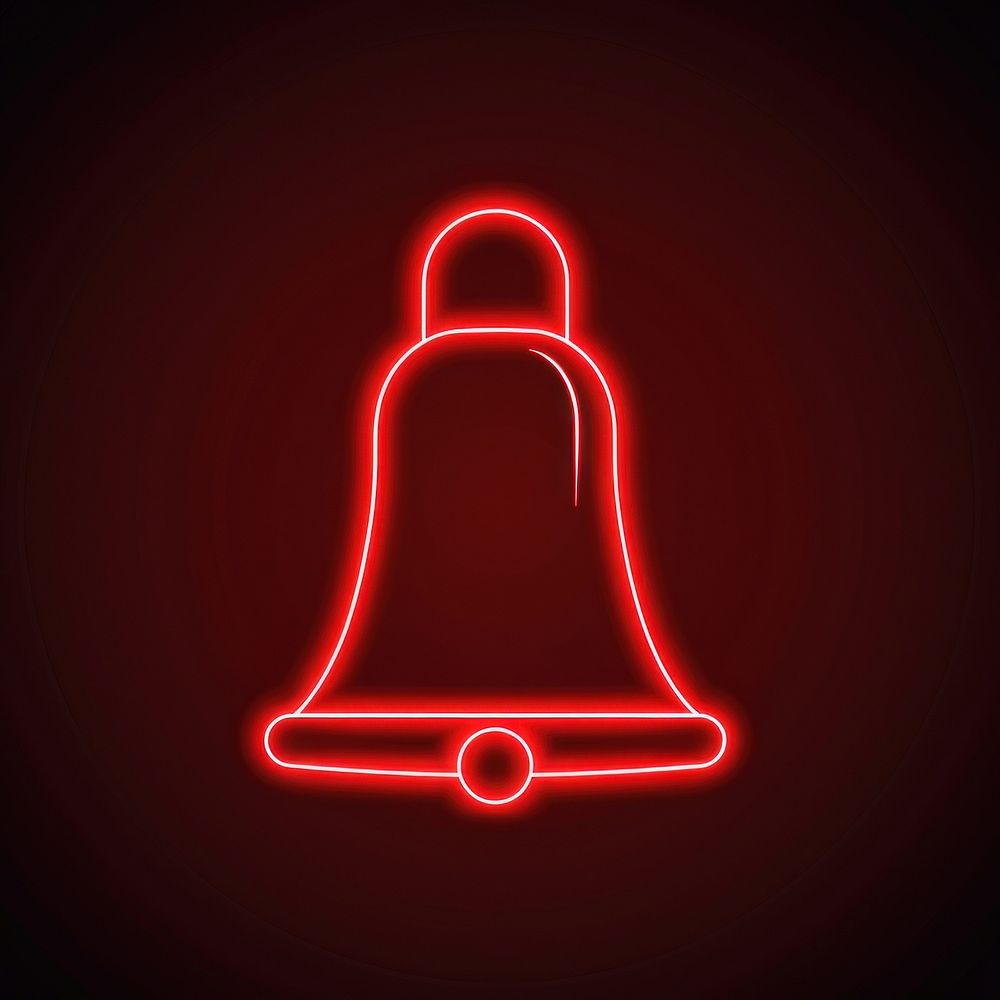 Bell icon neon ketchup light.