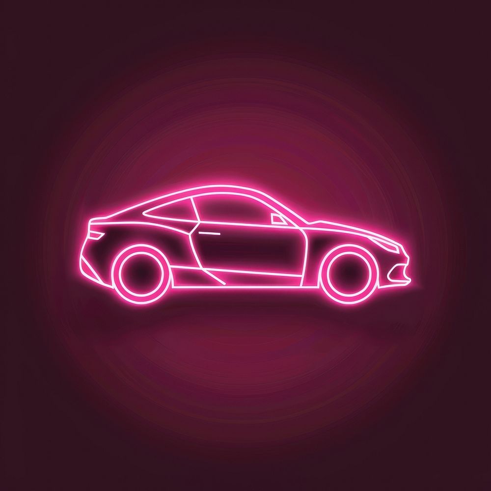 Car icon neon purple device.