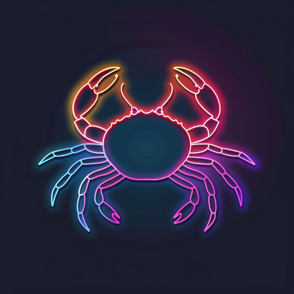 Crab icon neon animal purple.