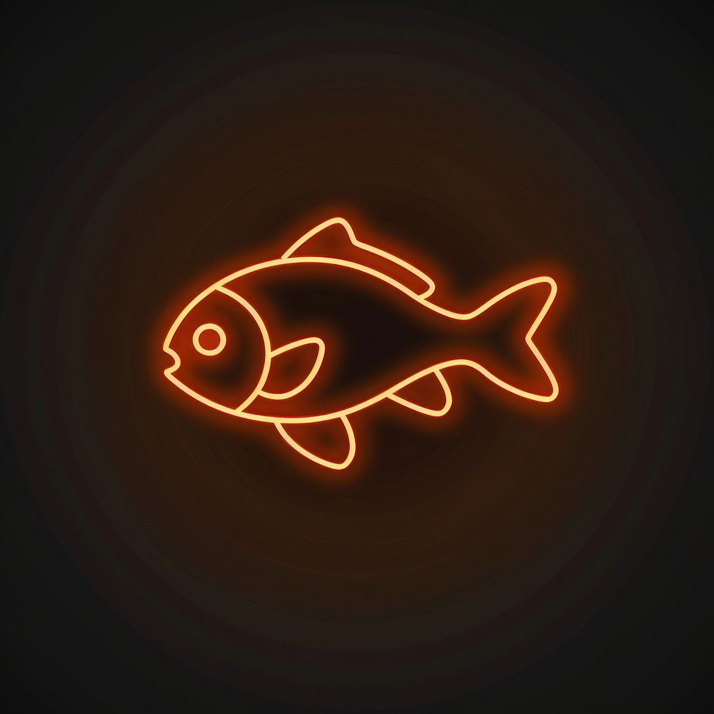 Fish icon neon ketchup animal.