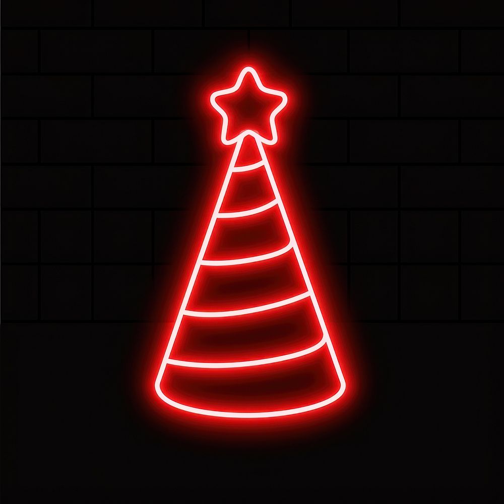 Party hat icon neon lighting.