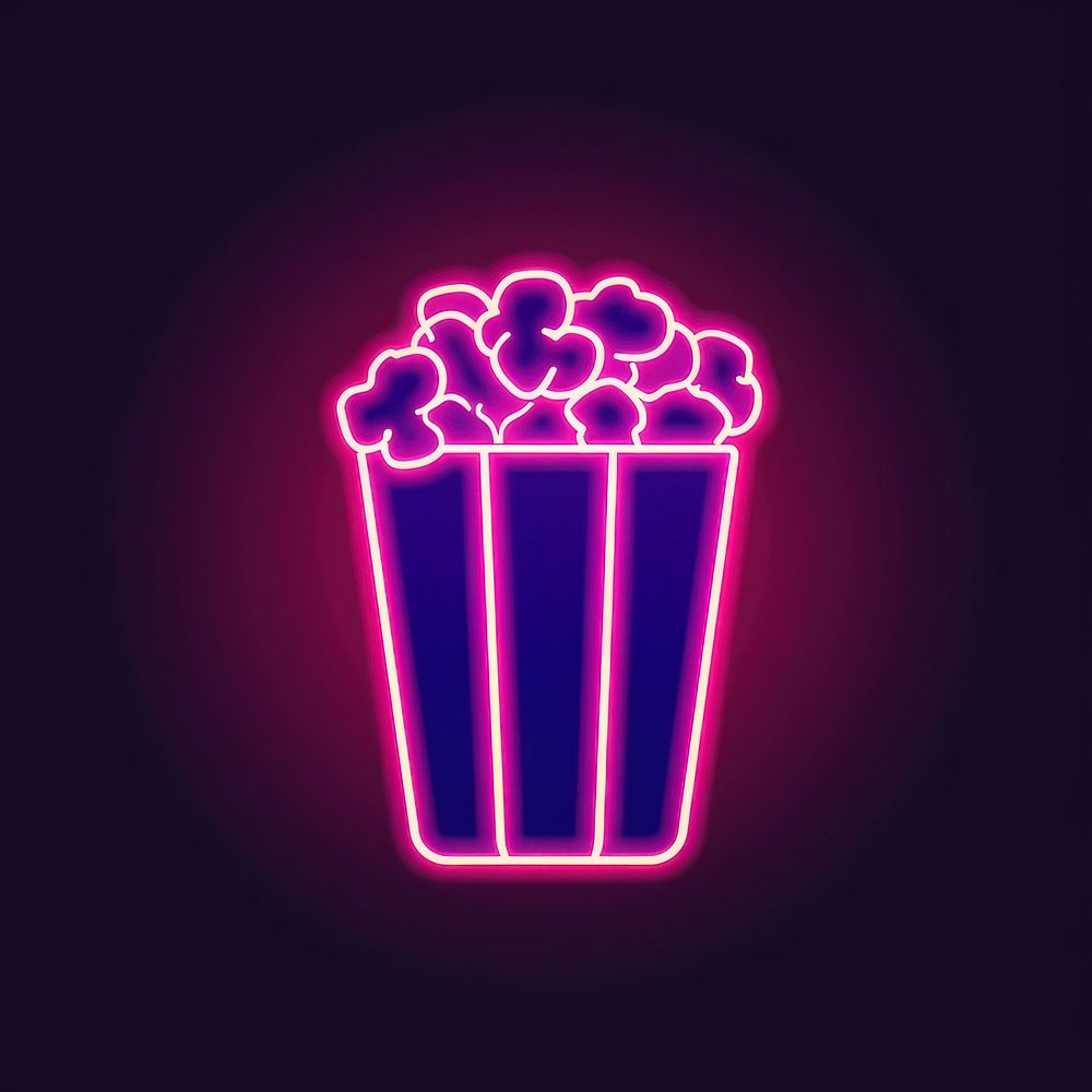 Popcorn icon neon astronomy lighting.