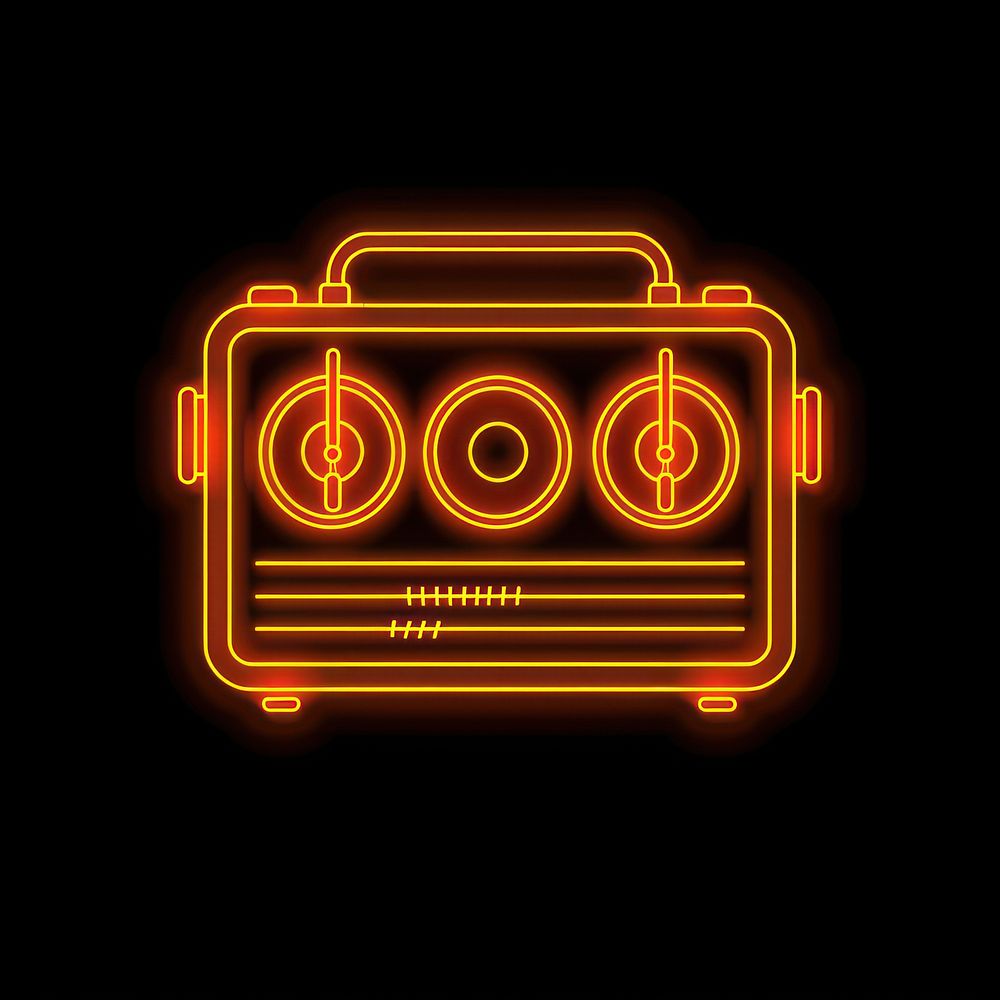 Radio icon neon scoreboard light.