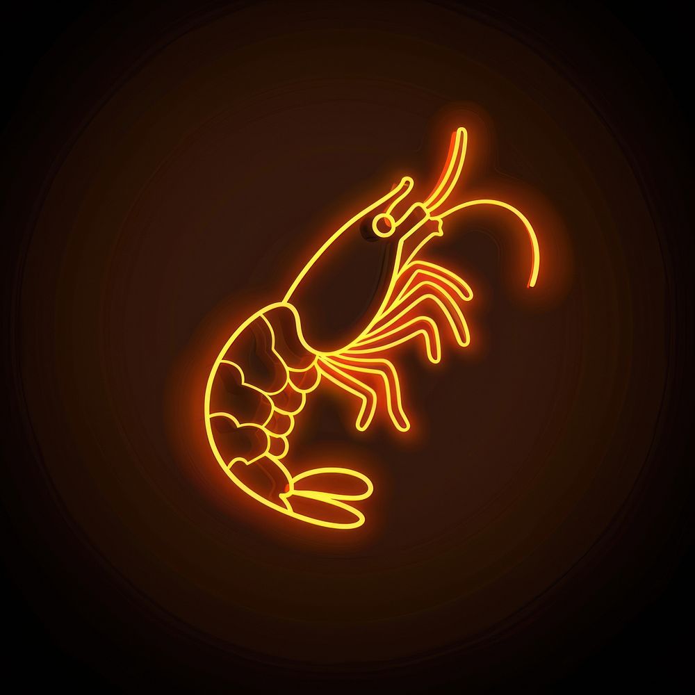 Shrimp icon neon invertebrate astronomy.