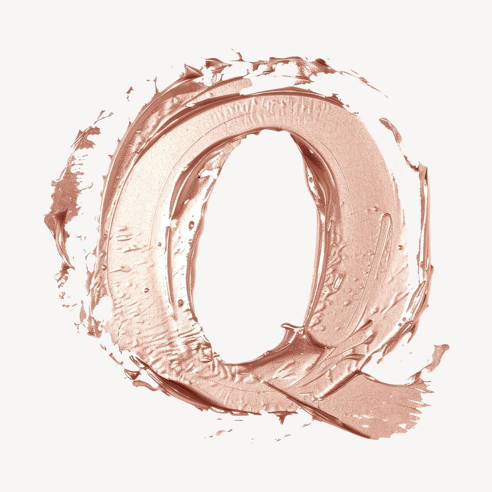 Letter Q brush strokes white background splattered horseshoe.