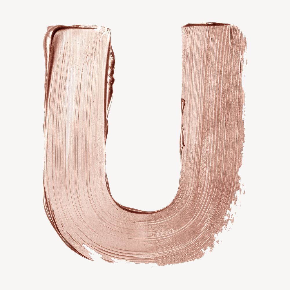 Letter U brush strokes white background pattern copper.