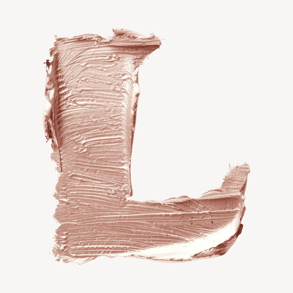 Letter L brush strokes paint white background textured.