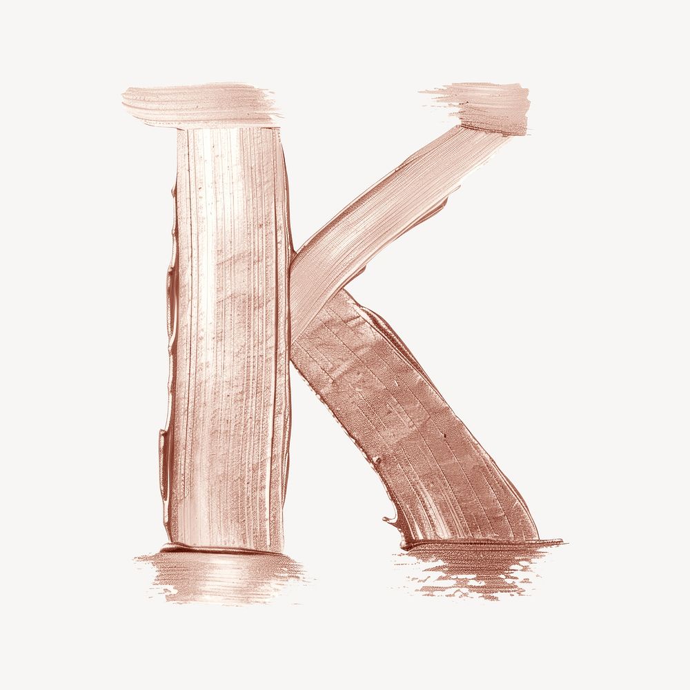 Letter K brush strokes white background produce copper.