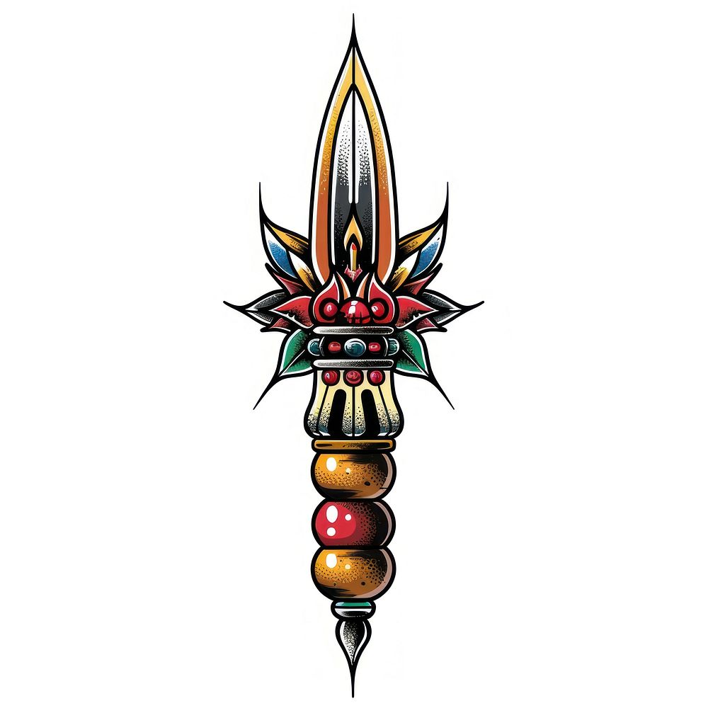 Tattoo illustration of a nail weaponry dagger blade.