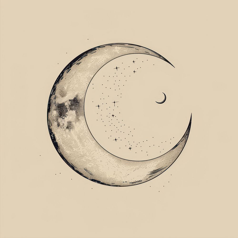 Hand drawn of moon phase new moon astronomy outdoors.
