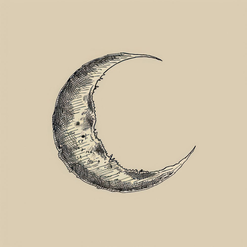 Hand drawn of moon phase waxing crescent drawing electronics.