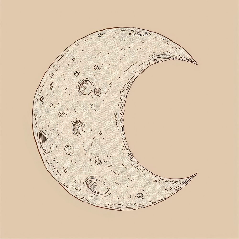 Hand drawn of moon phase waxing gibbous drawing illustrated.