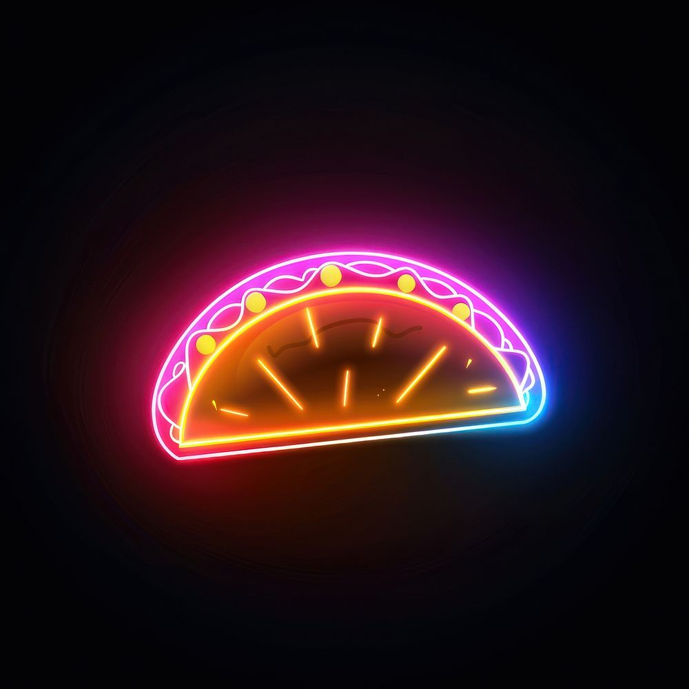 Mexican taco neon light disk.