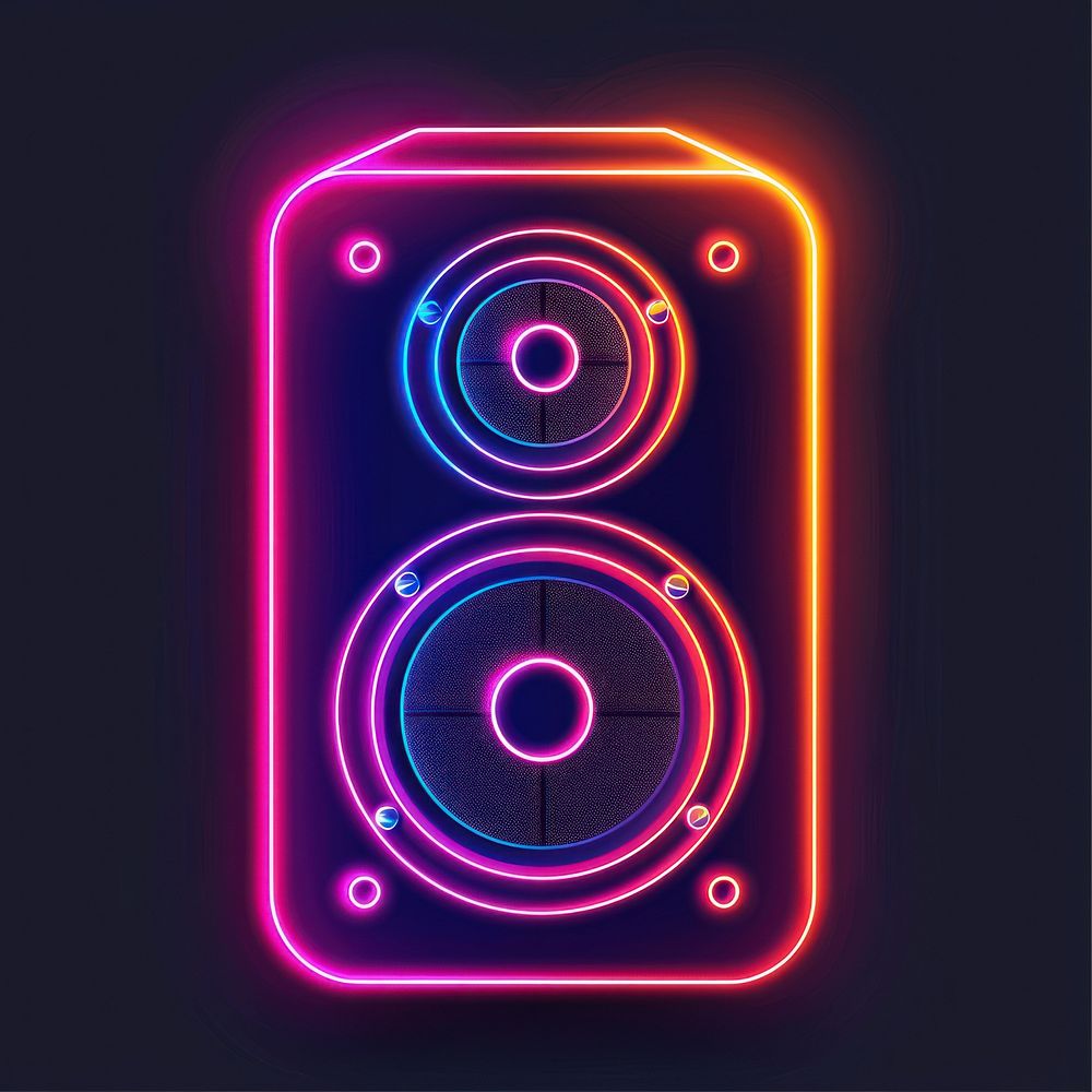 Audio speaker neon electronics purple.