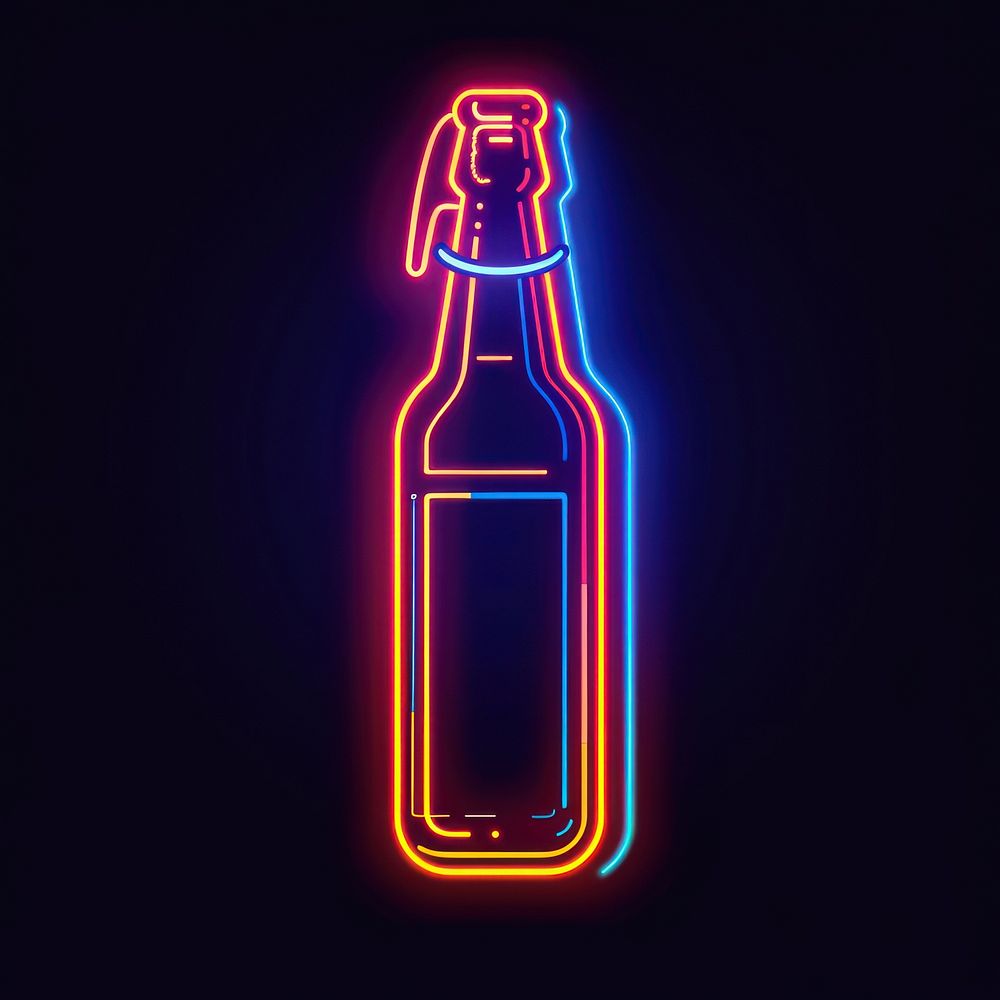 Beer bottle neon beverage lighting.