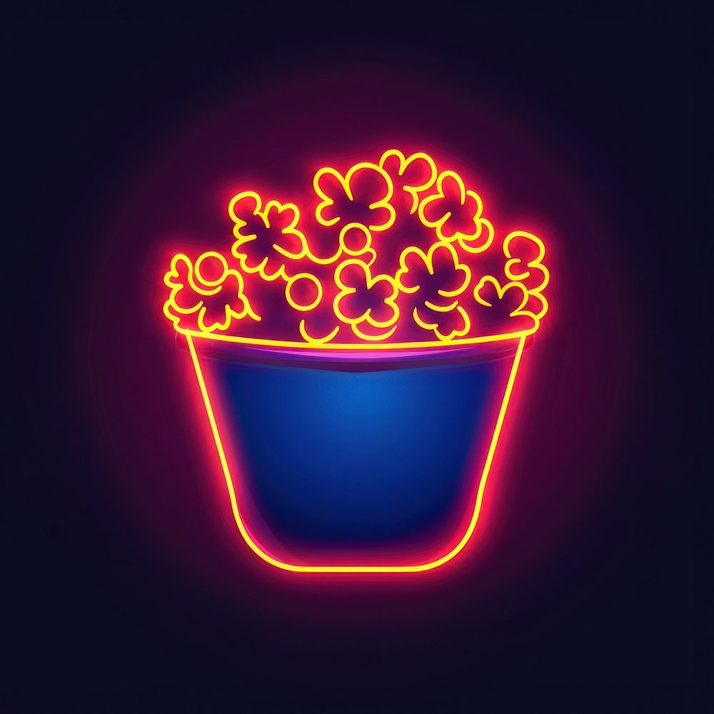 Bowl of popcorn neon astronomy lighting.