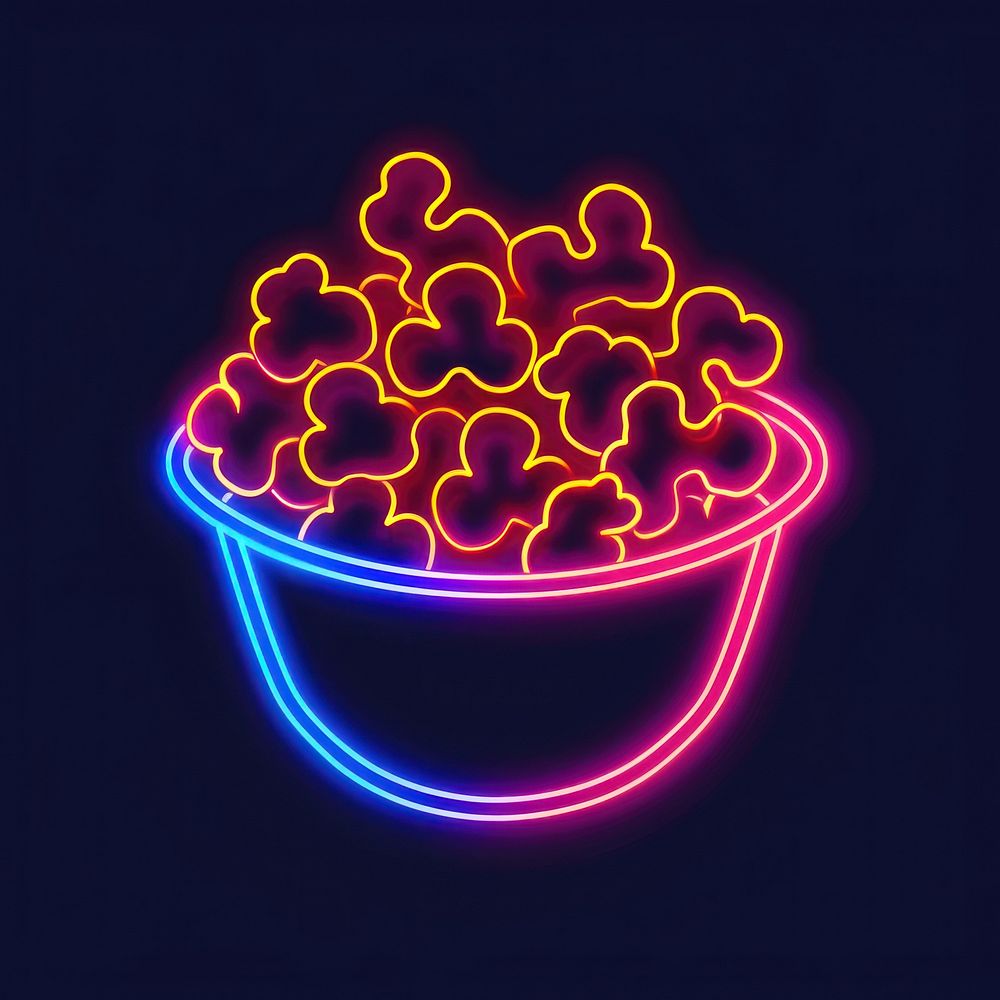 Bowl of popcorn neon astronomy lighting.