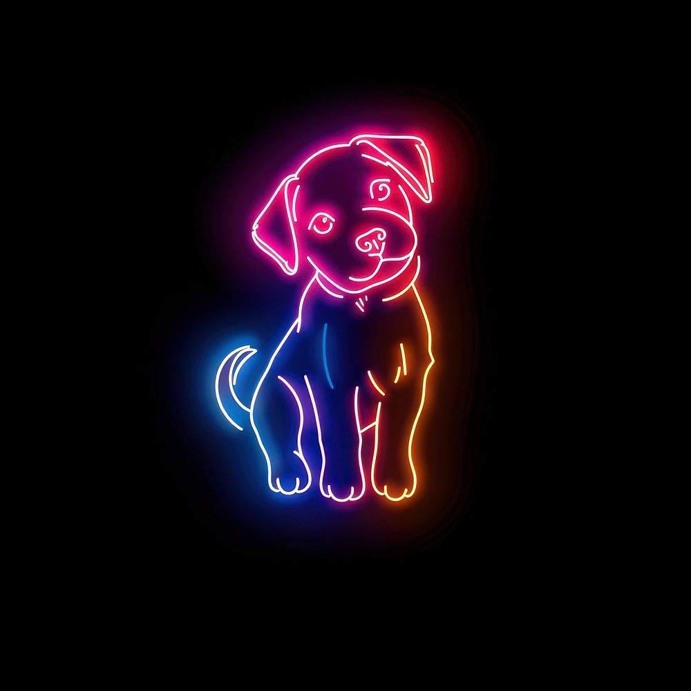 Dog twisted balloon icon neon astronomy lighting.
