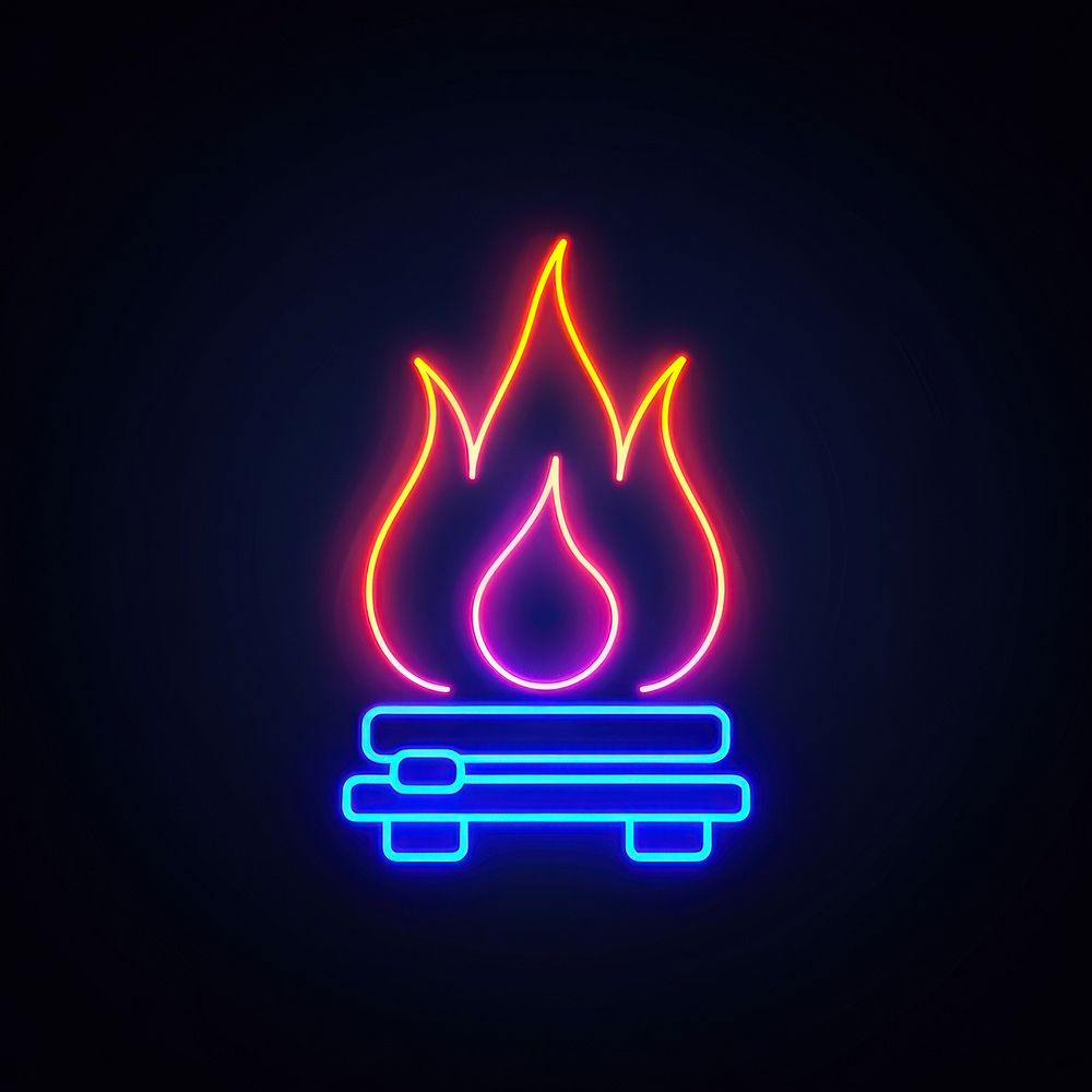 Fireplace neon bonfire light.