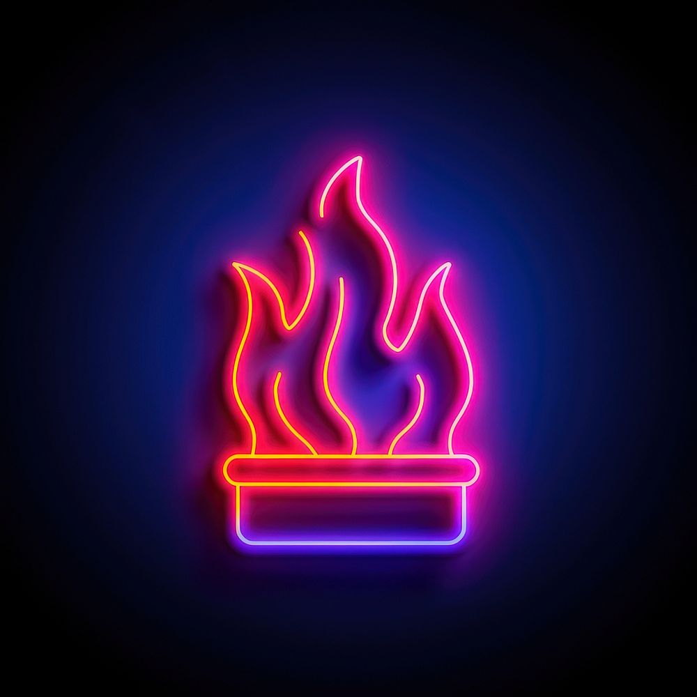 Fireplace neon bonfire light.