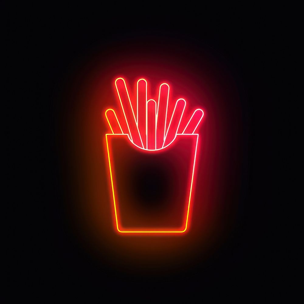 French fries box neon light disk.