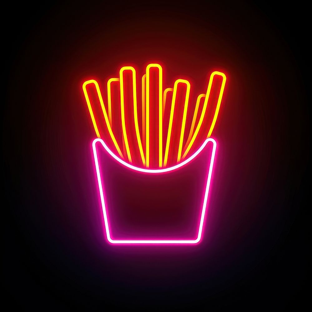 French fries box neon light.
