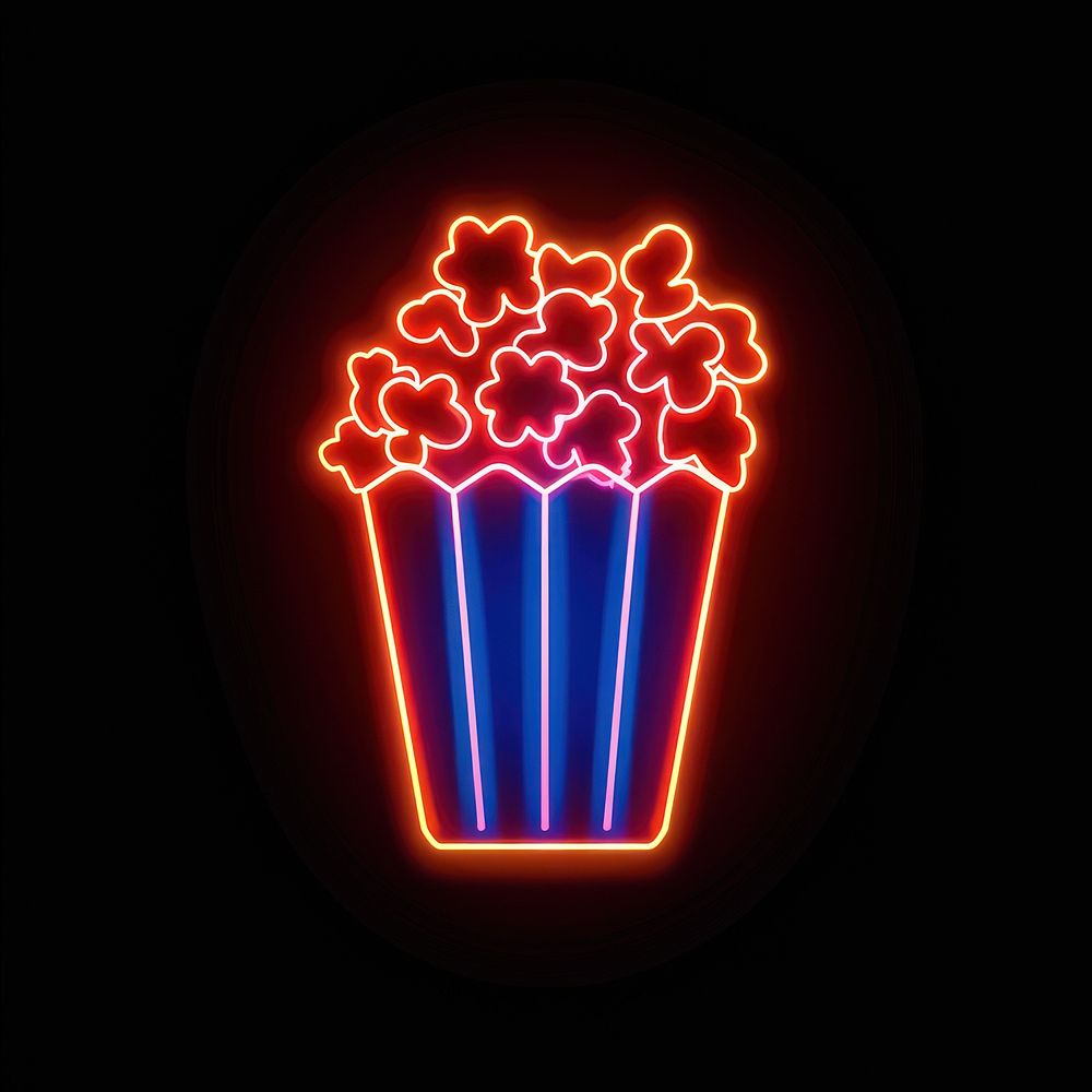 Popcorn box neon astronomy lighting.