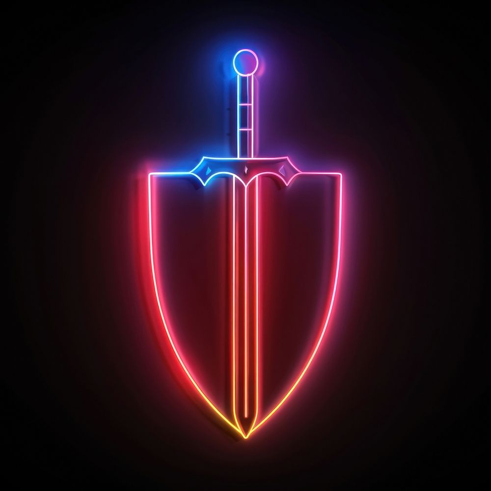 Shield and sword weaponry symbol light.
