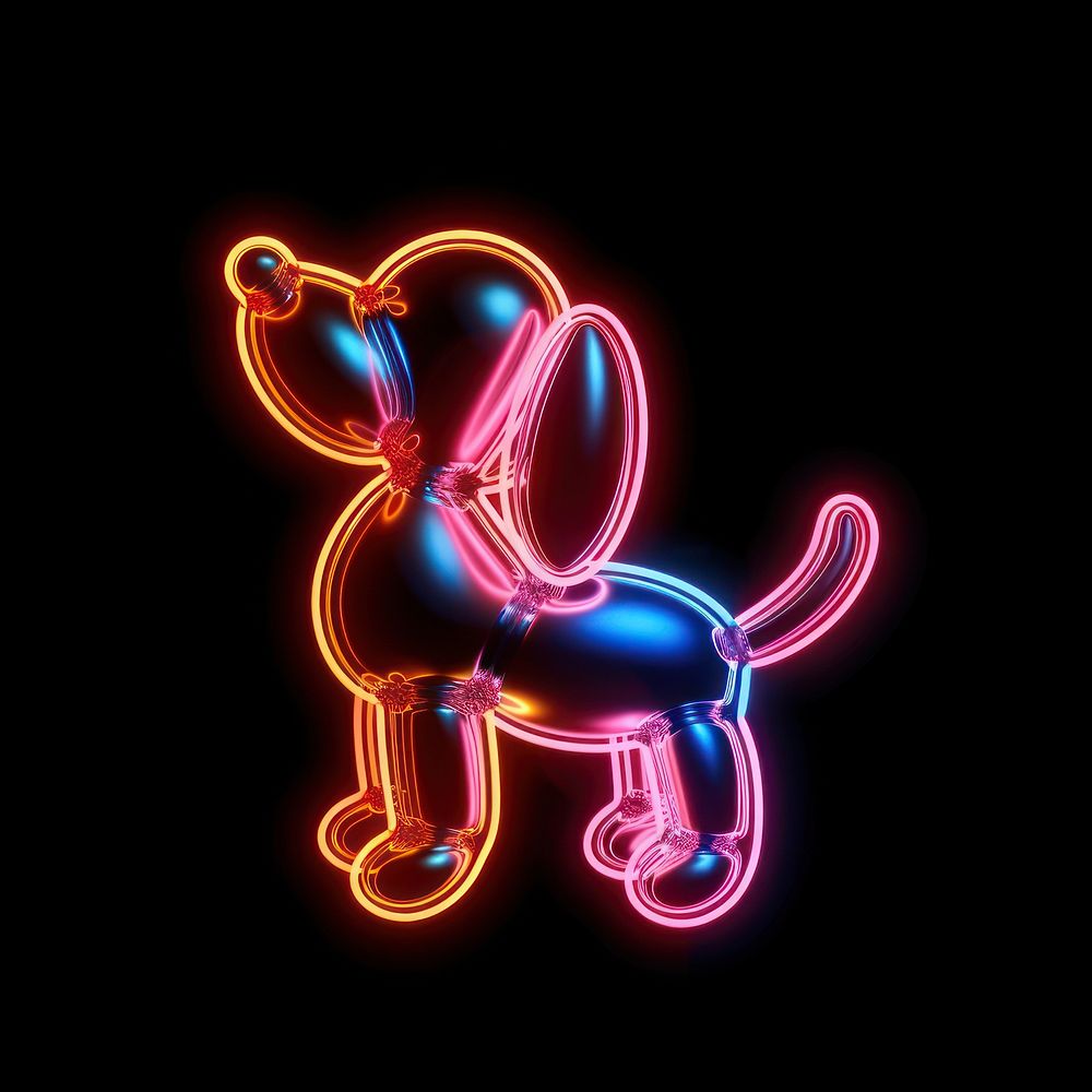 Twisted balloon dog icon neon chandelier light.