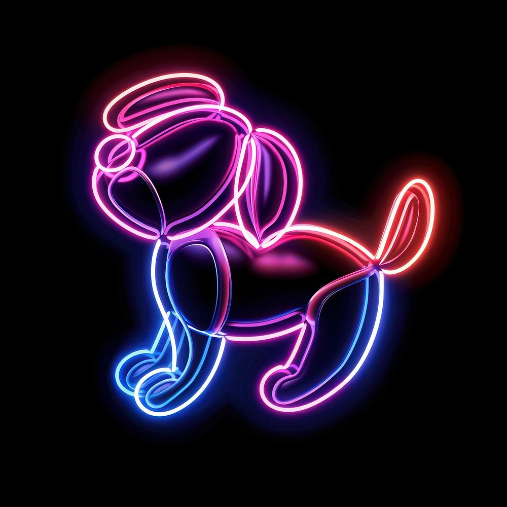 Twisted balloon dog icon neon chandelier lighting.