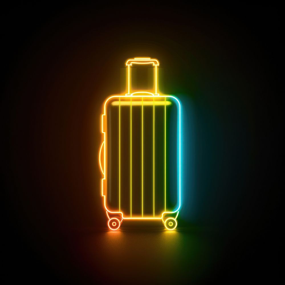 Travel luggage neon bottle light.