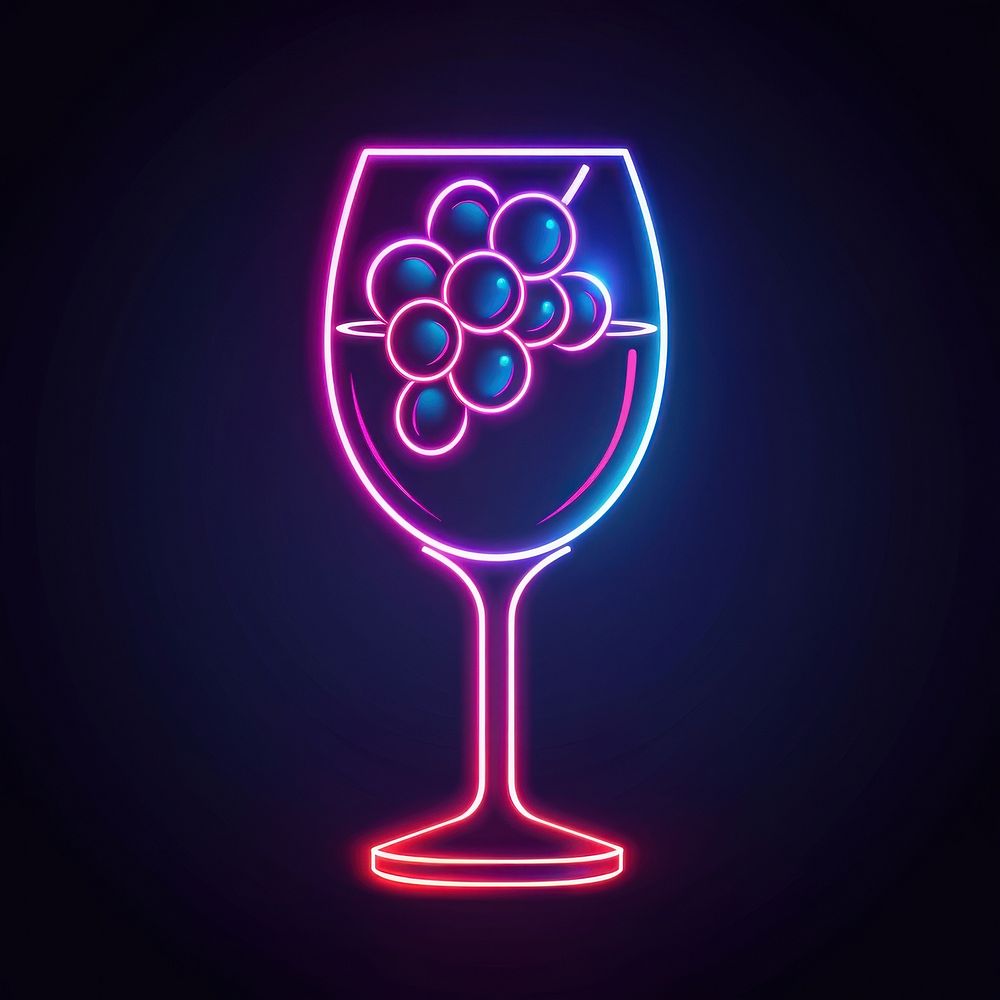 Wine glass and grape neon astronomy lighting.