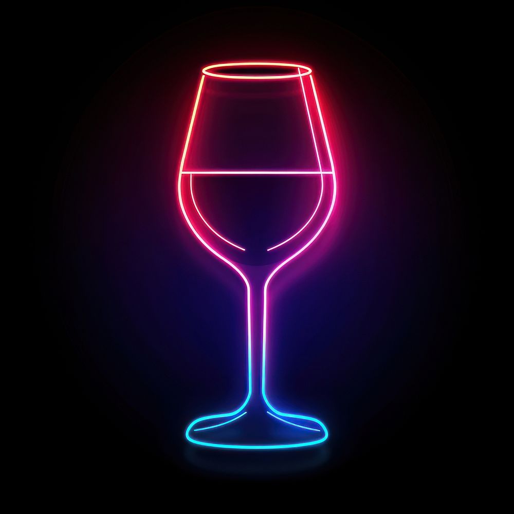 Wine glass neon beverage alcohol.