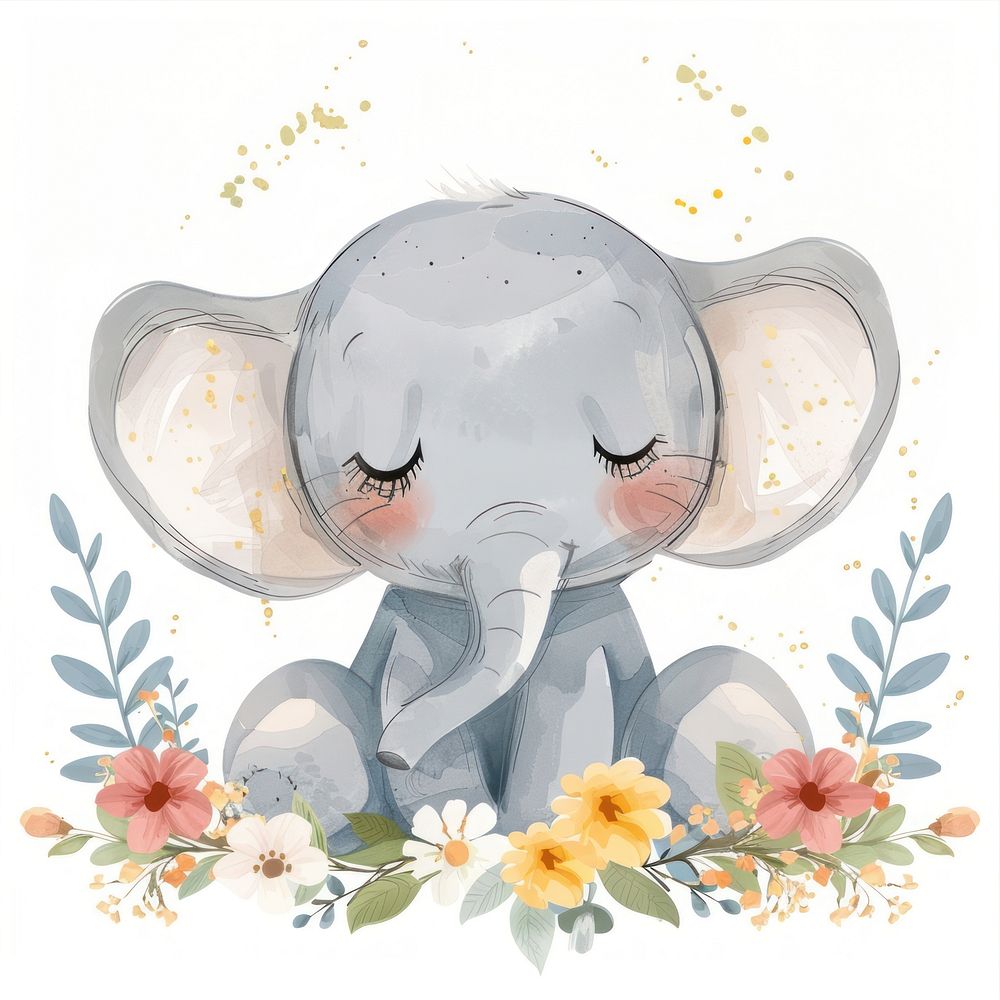 Boho Baby Elephant illustration art illustrated graphics.
