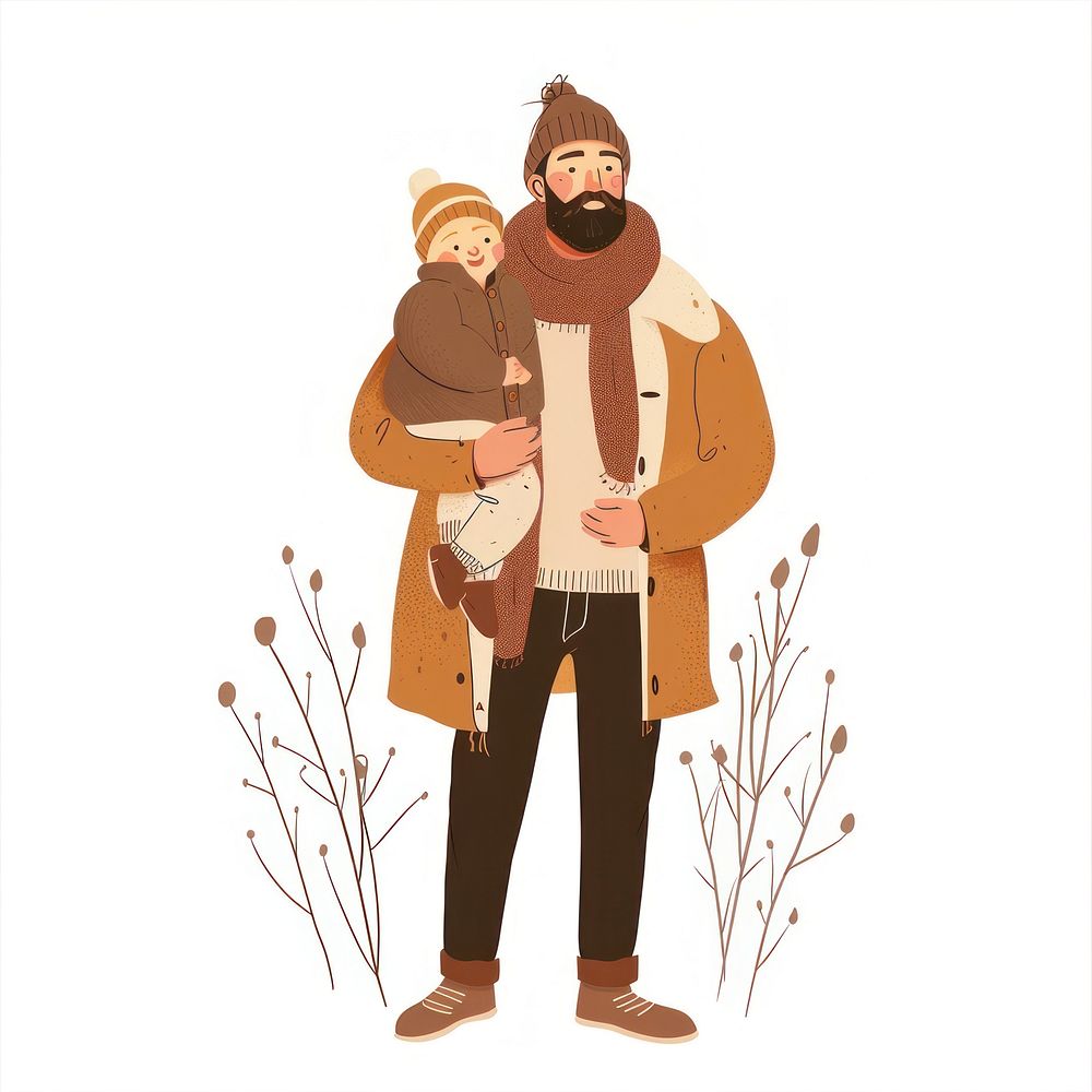 Aesthetic boho father with baby art clothing apparel.