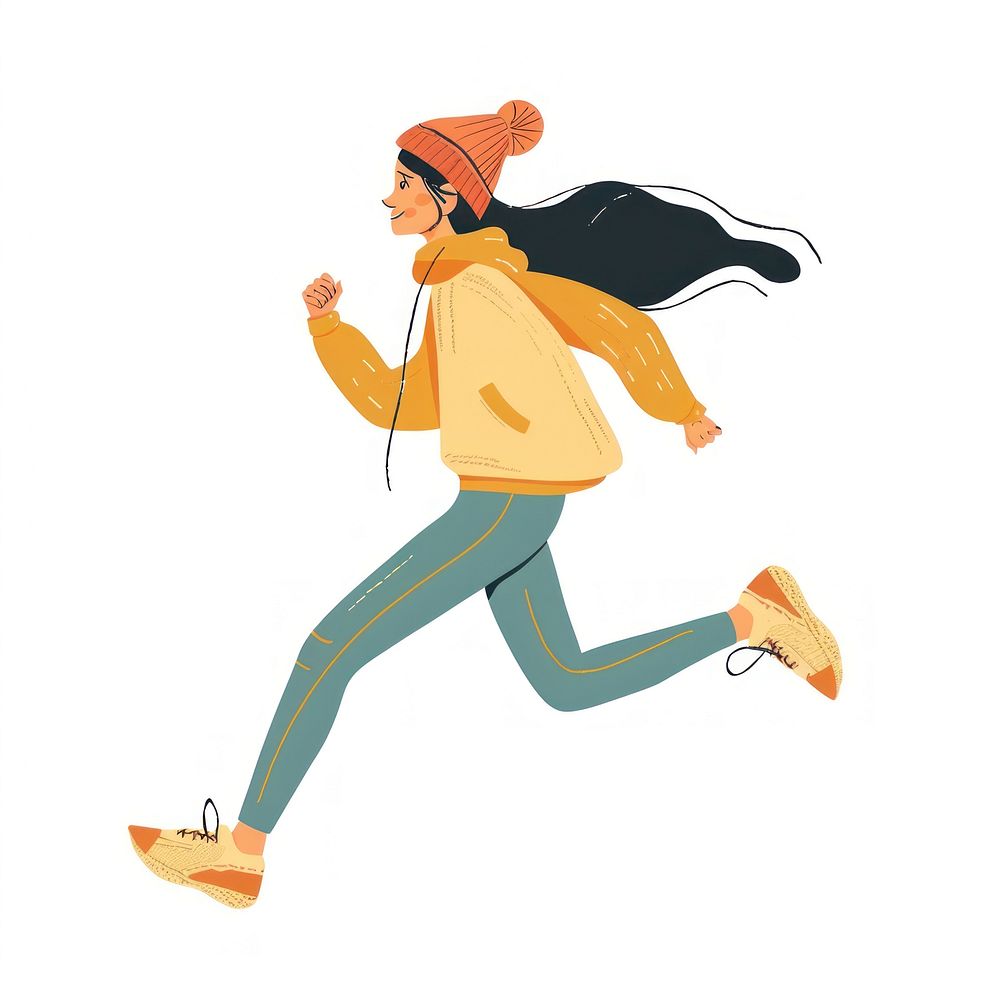 Sport Woman running art illustrated clothing.