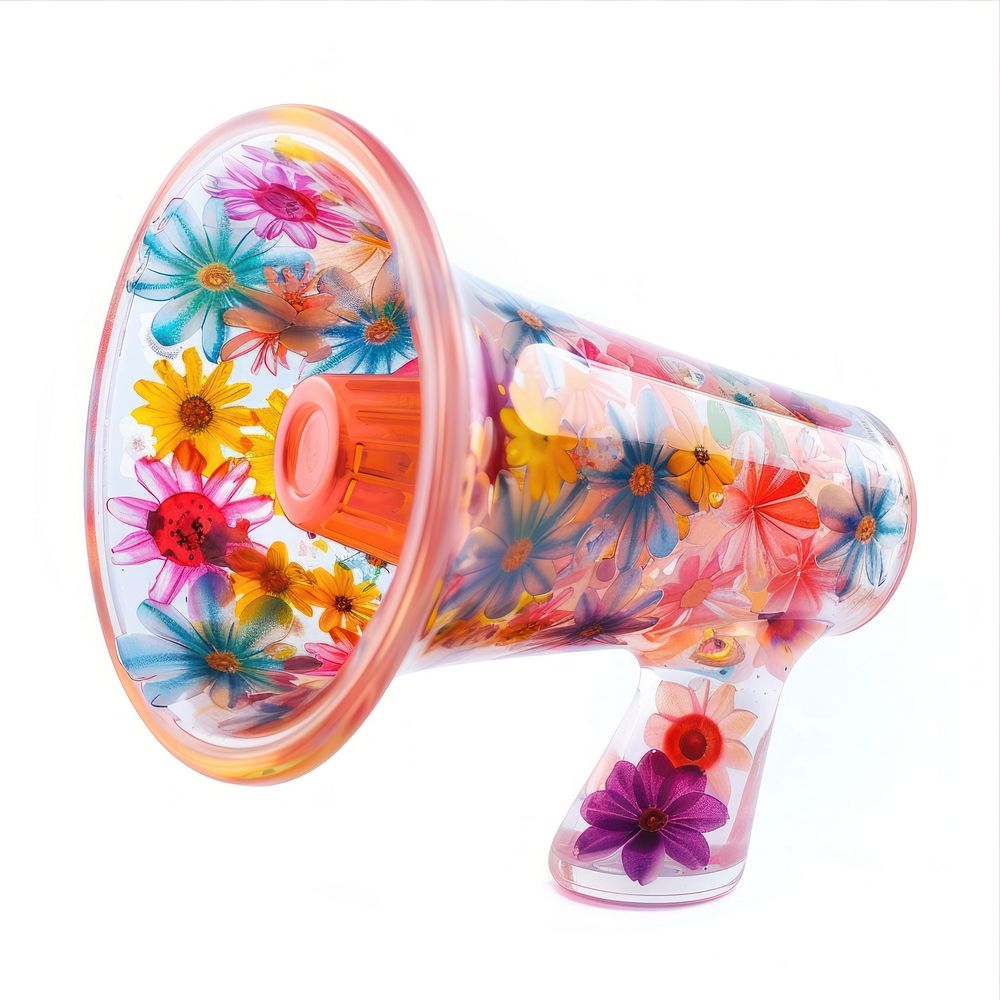 Flower resin megaphone shaped electronics speaker toy.