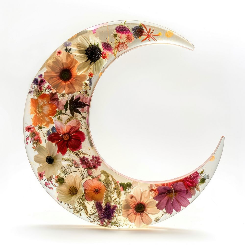 Flower resin moon shaped art astronomy furniture.