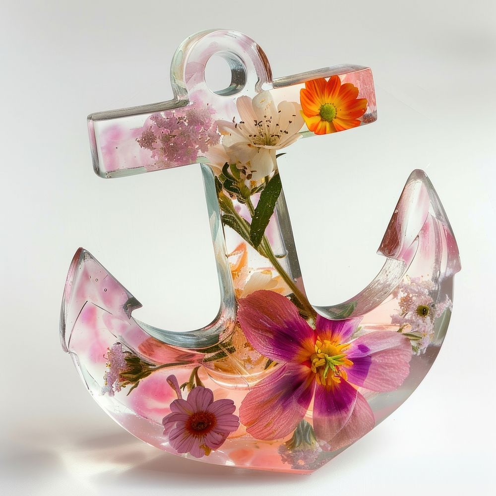 Flower resin anchor shaped electronics hardware symbol.