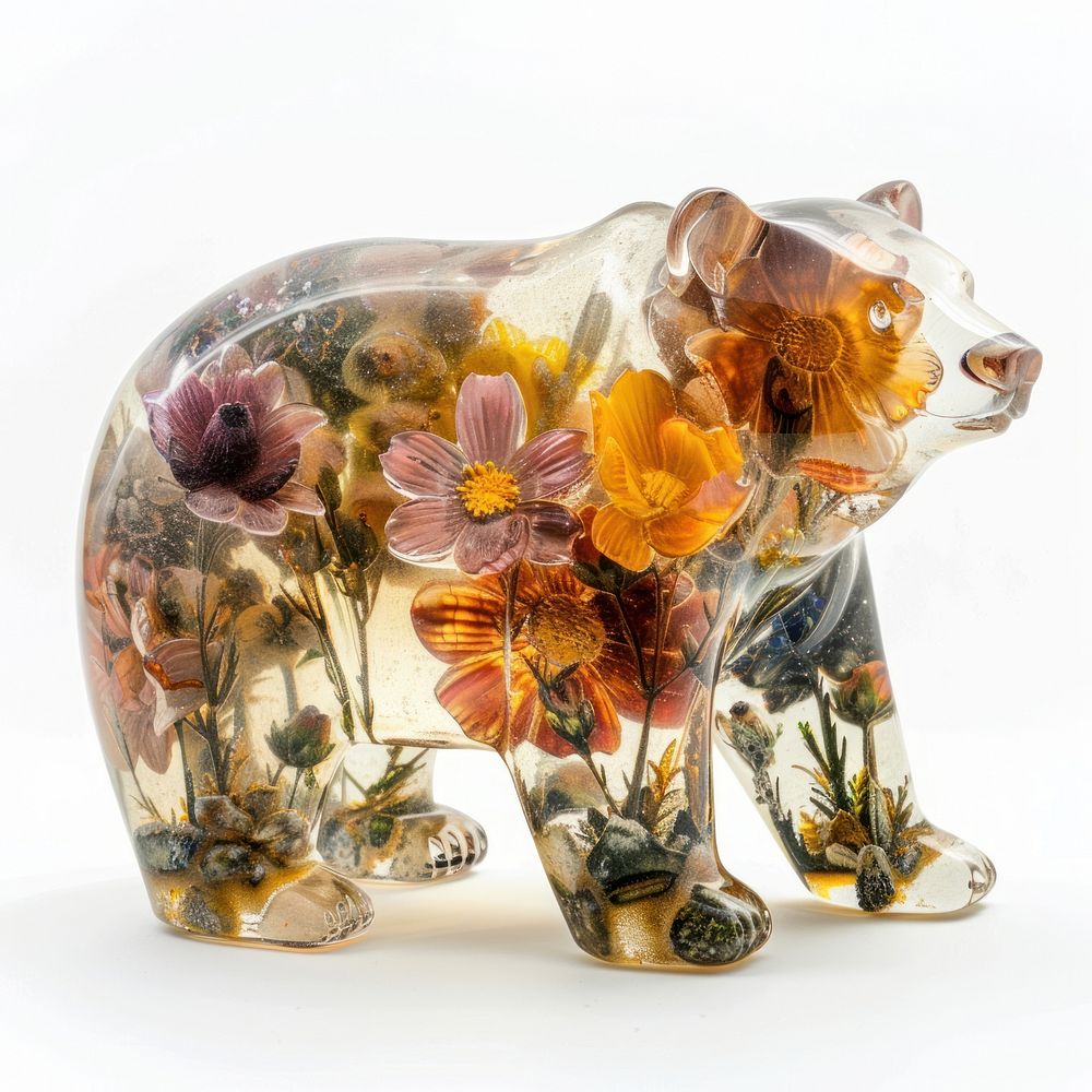 Flower resin bear shaped art porcelain pottery.
