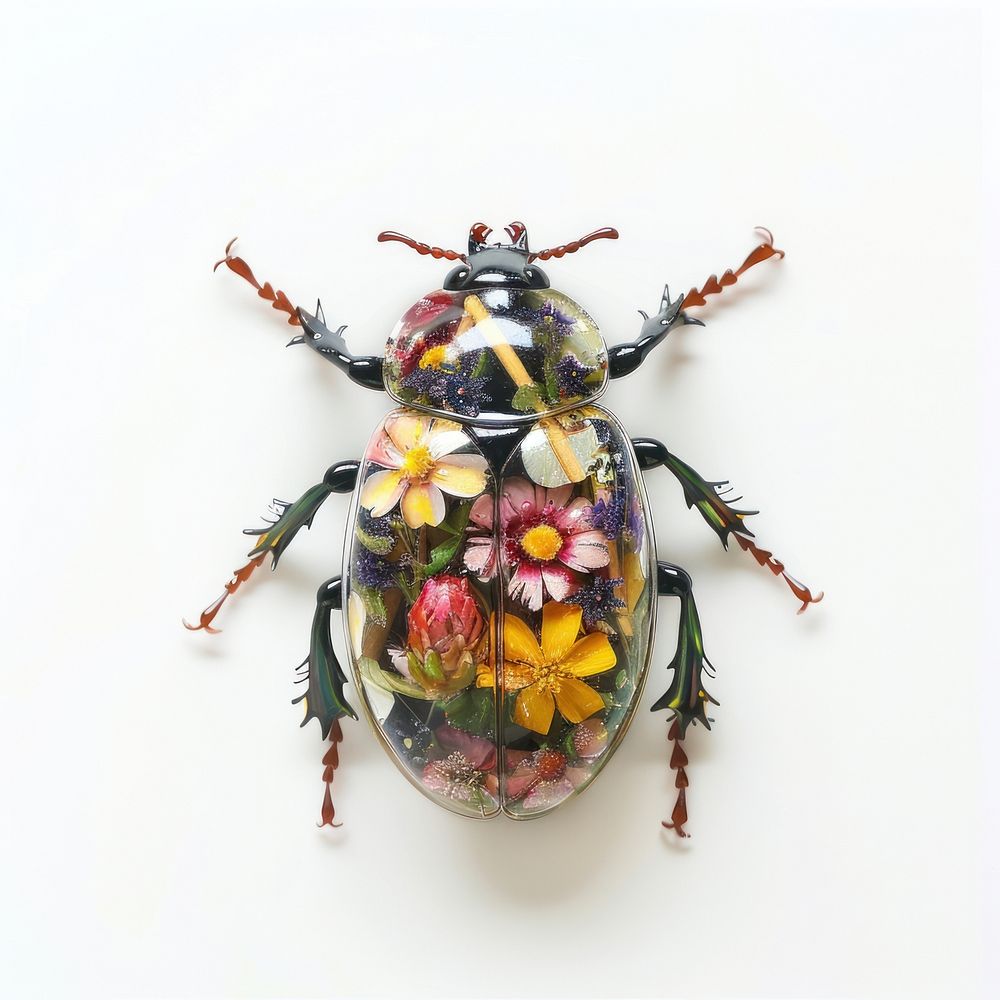 Flower resin beetle shaped invertebrate accessories accessory.